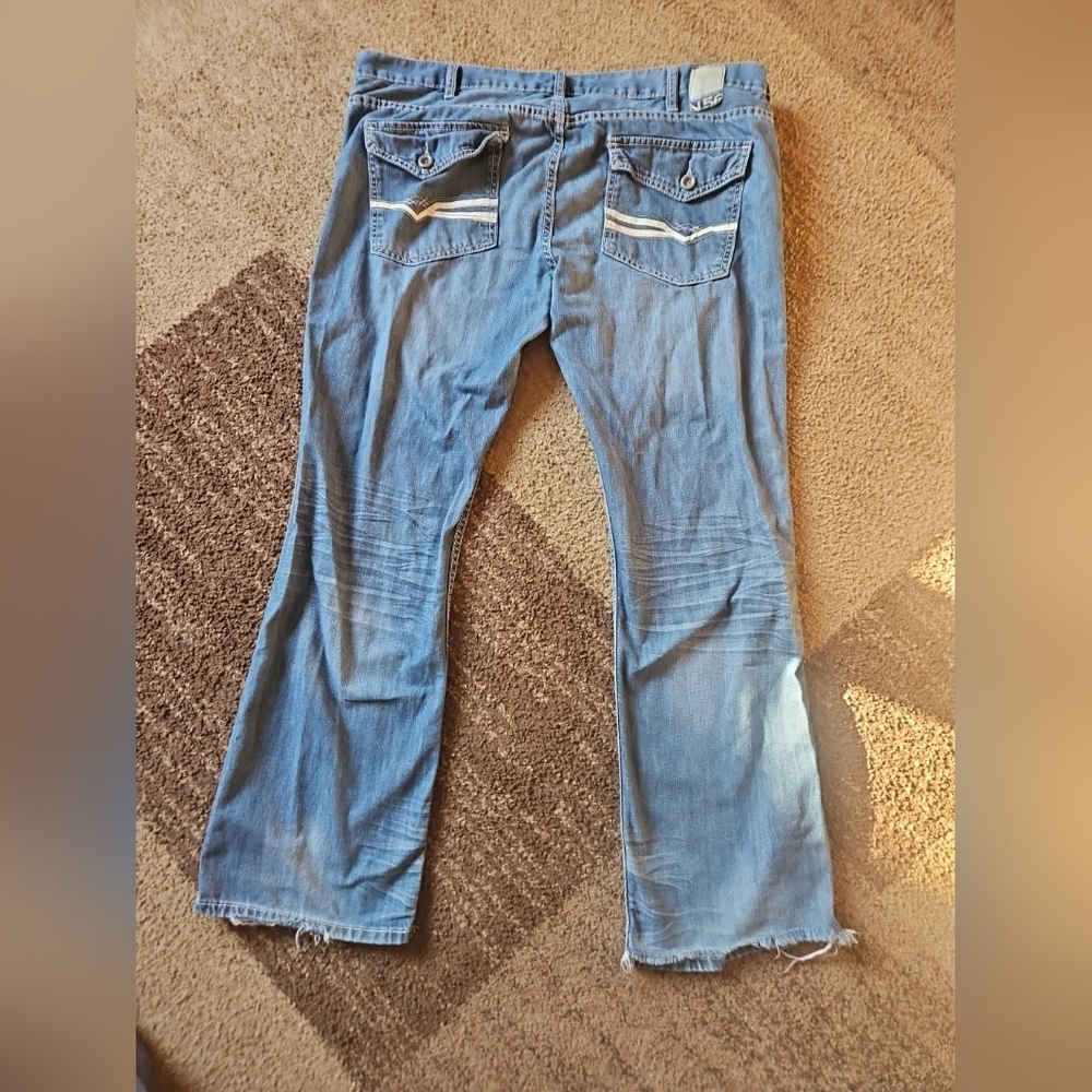 Helix Mens Blue Denim Jeans with Back Pocket Design 38x32